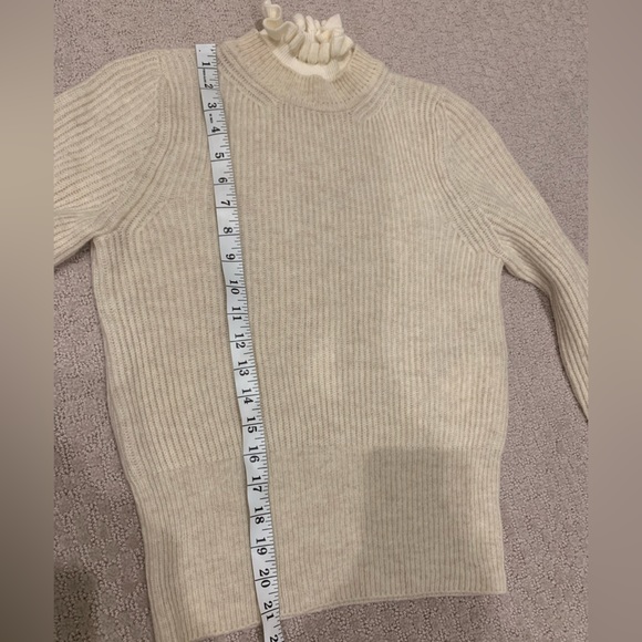 Sandro | Mike Ruffle-Trimmed Wool-Blend Sweater | Cream | Size 1 (US S) - Picture 6 of 10